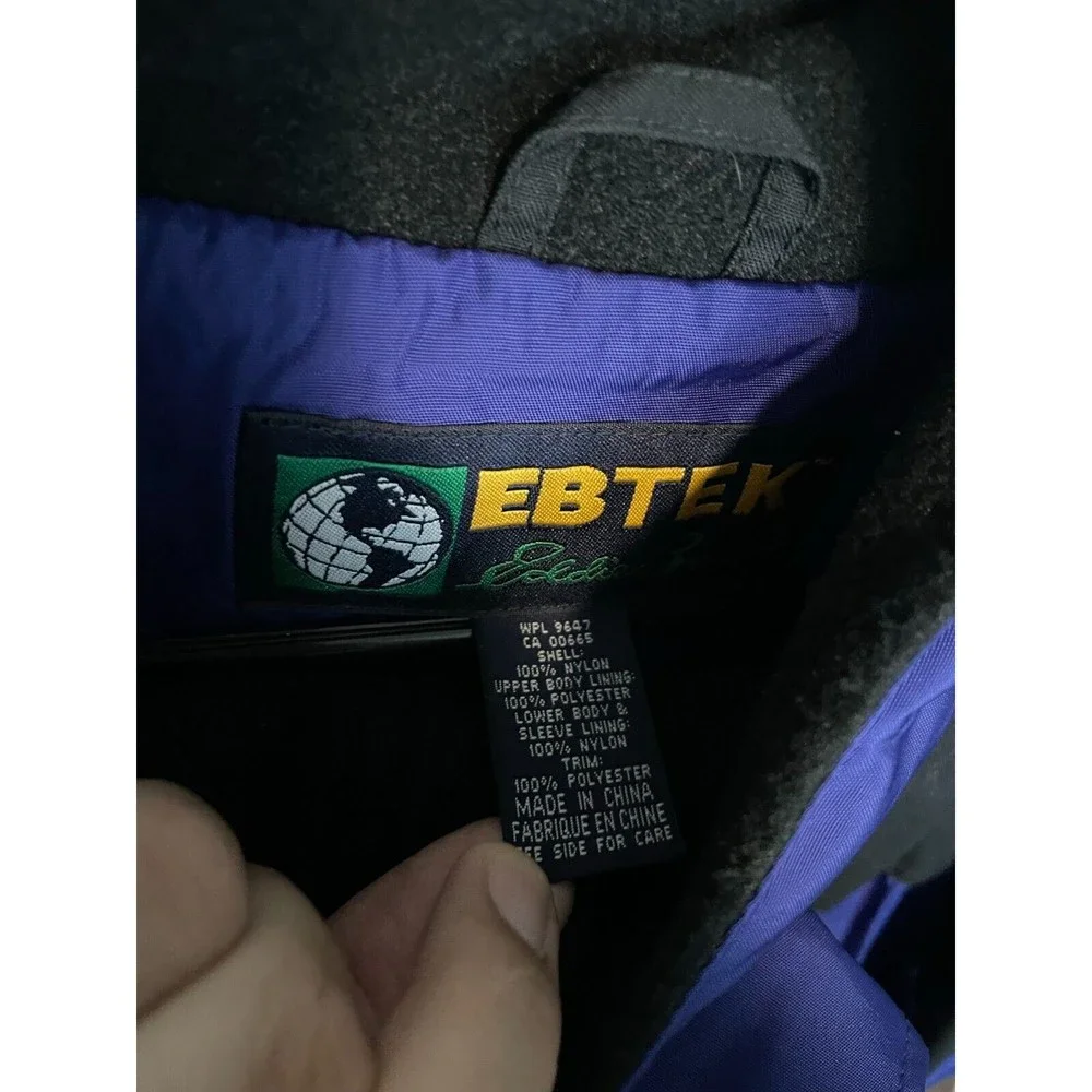 Eddie Bauer Ebtek Jacket Mens Small Blue Black Anorak Windbreaker Outdoor Zip Up